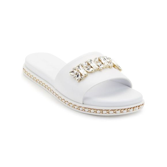 KARL LAGERFELD Women's Cairra Slide Sandal - Cushioned Insole Flat Heel Sandals